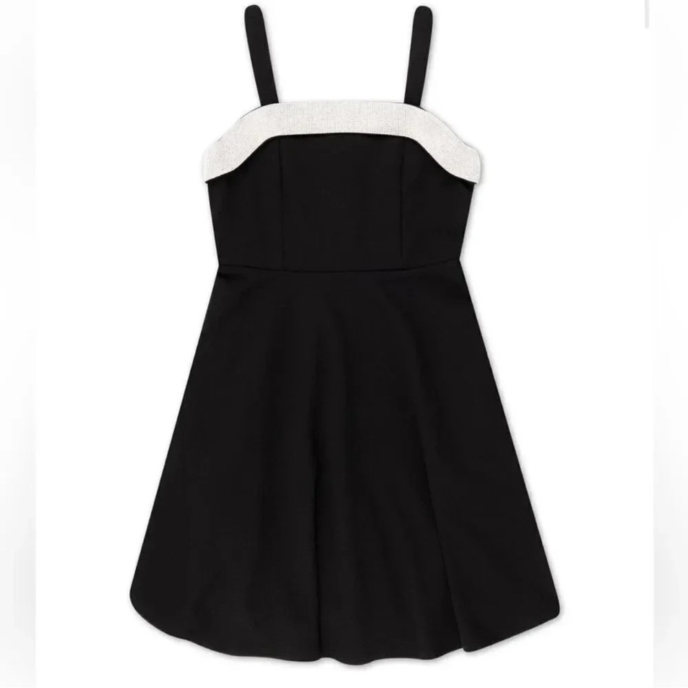 Big Girls Rhinestone Trim Tie Back Sleeveless Dress NWT
